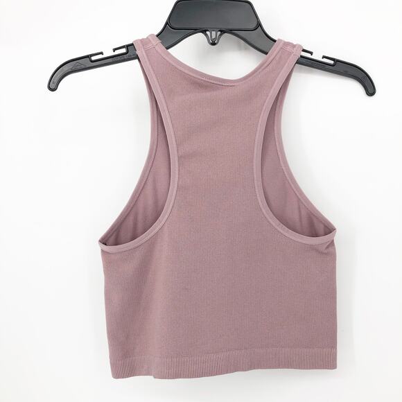 CALVIN KLEIN PERFORMANCE Ribbed Crop Top XS Pink Stardust High Neck NWT - Picture 6 of 12
